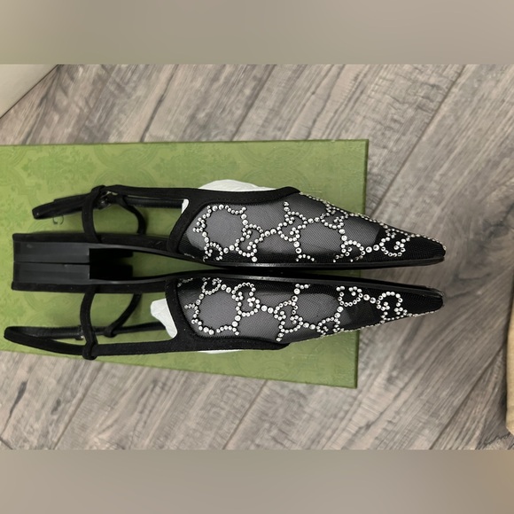 Gucci Crystal Women’s GG Slingback Ballet Flats - Picture 4 of 7